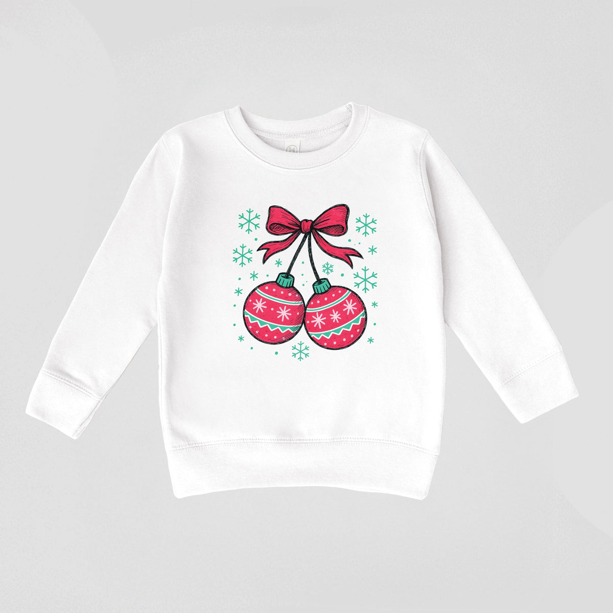 Christmas Ornaments Sketched Snowflakes - Toddler Graphic Sweatshirt