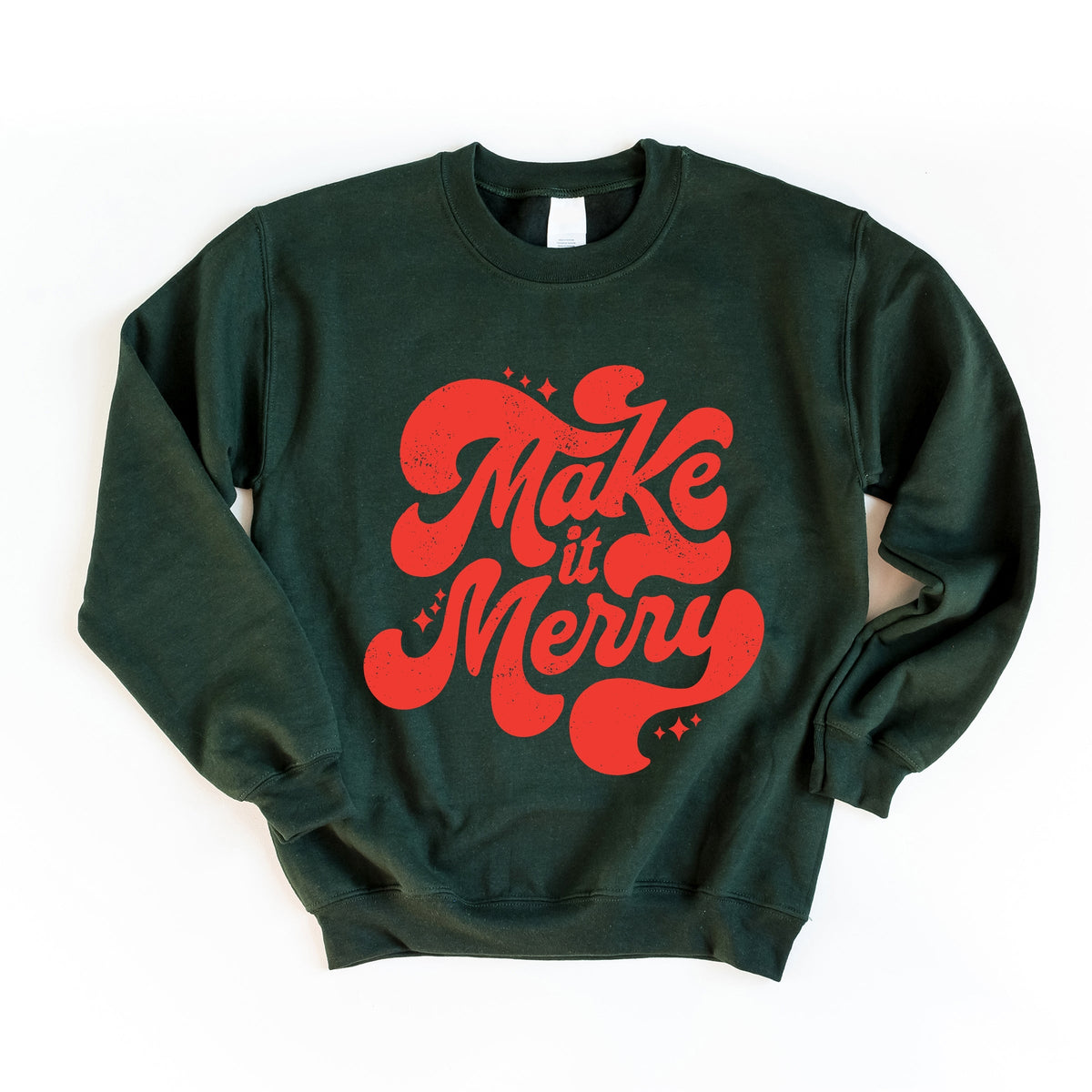 Make It Merry Cursive Distressed - Women's Graphic Sweatshirt