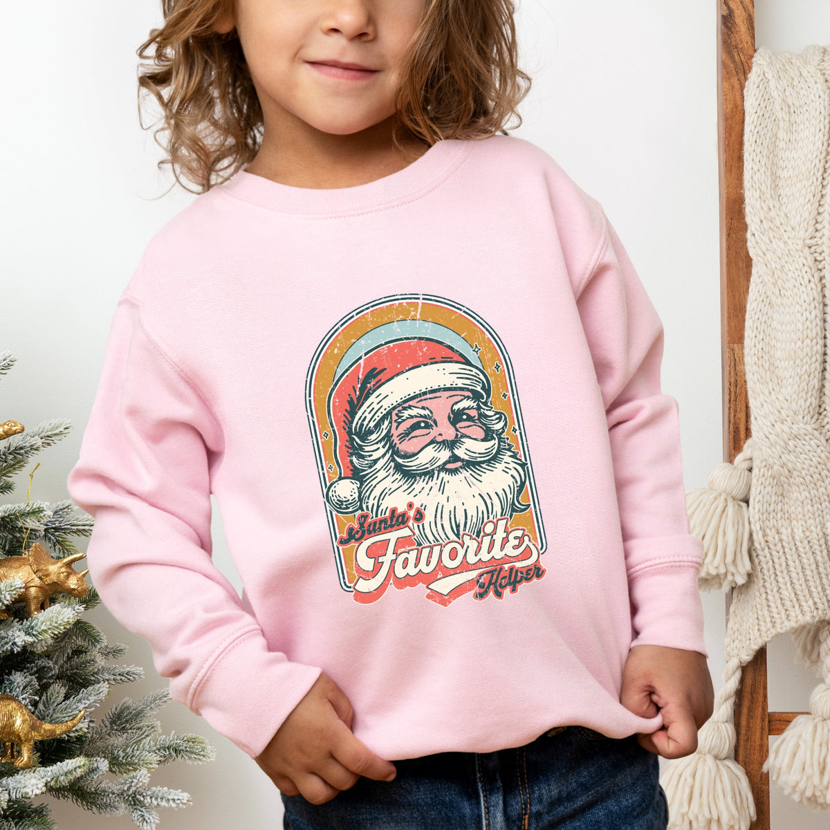 Santa's Favorite Helper Retro - Toddler Graphic Sweatshirt