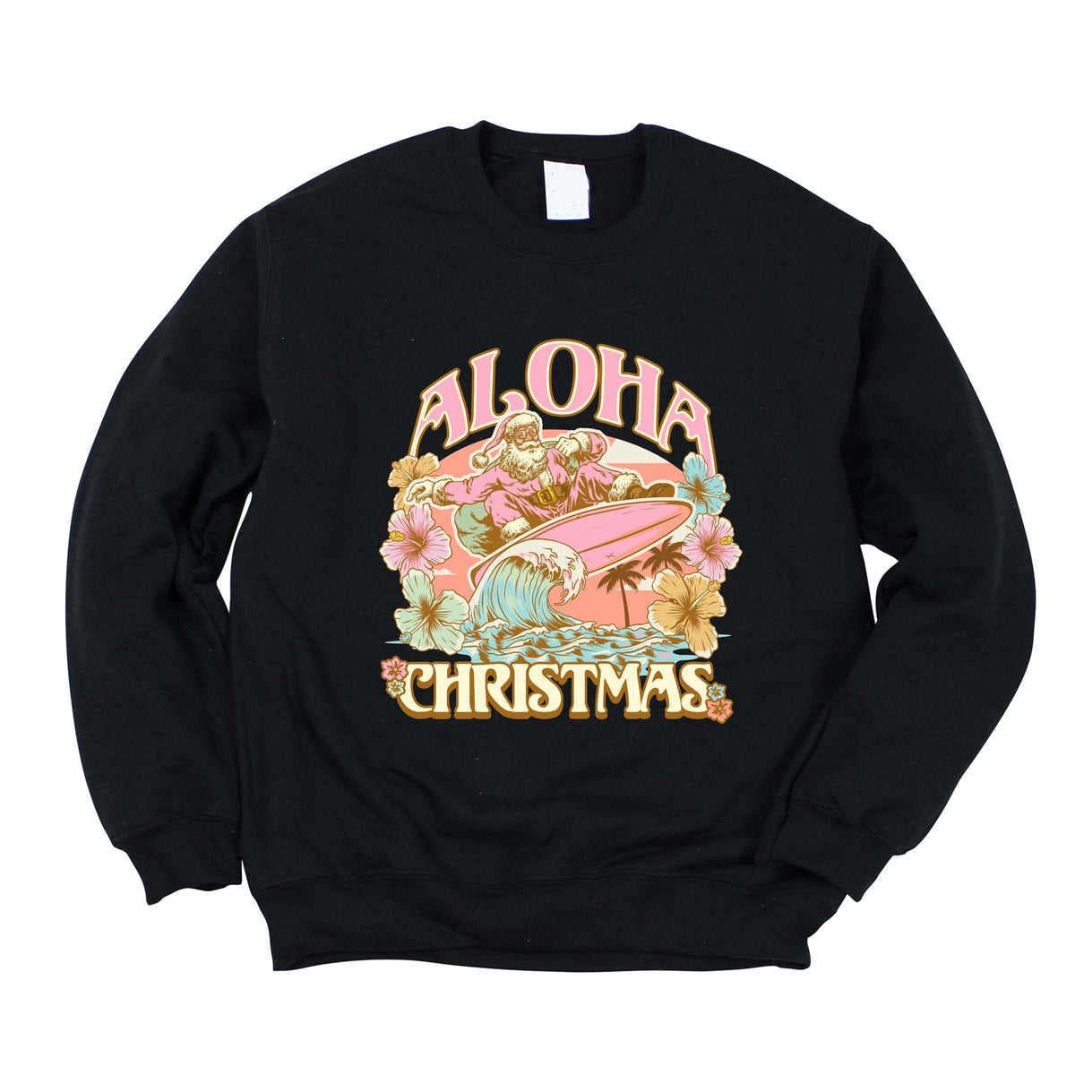 Aloha Christmas Surfing Santa - Women's Graphic Sweatshirt
