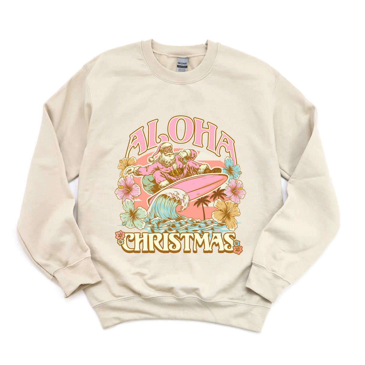 Aloha Christmas Surfing Santa - Women's Graphic Sweatshirt