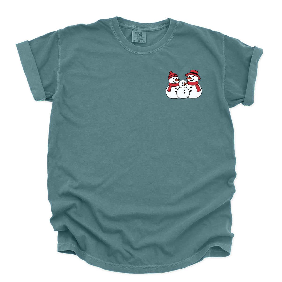 Snowman Family - Women's Garment Dyed Graphic T-Shirt