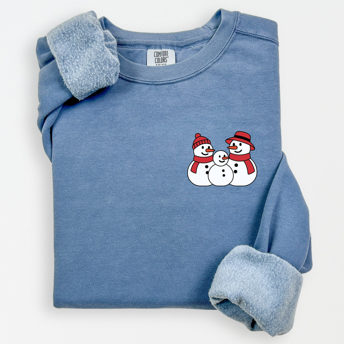 Snowman Family - Women's Lightweight Garment Dyed Sweatshirt