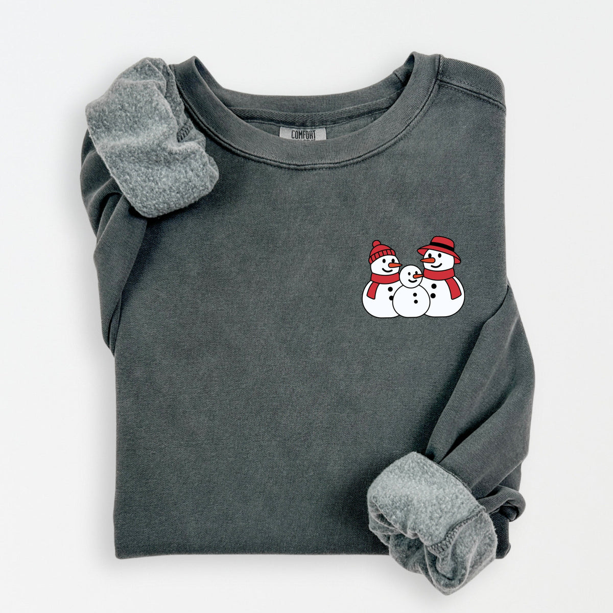 Snowman Family - Women's Lightweight Garment Dyed Sweatshirt