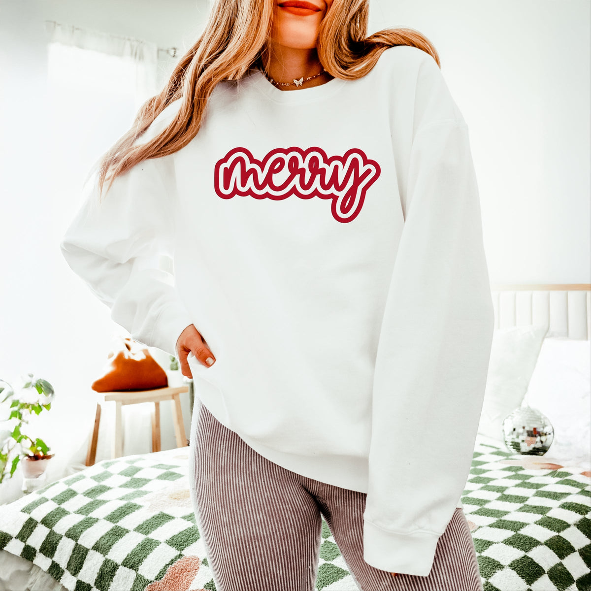 Merry Outline Puff  - Women's Lightweight Garment Dyed Sweatshirt