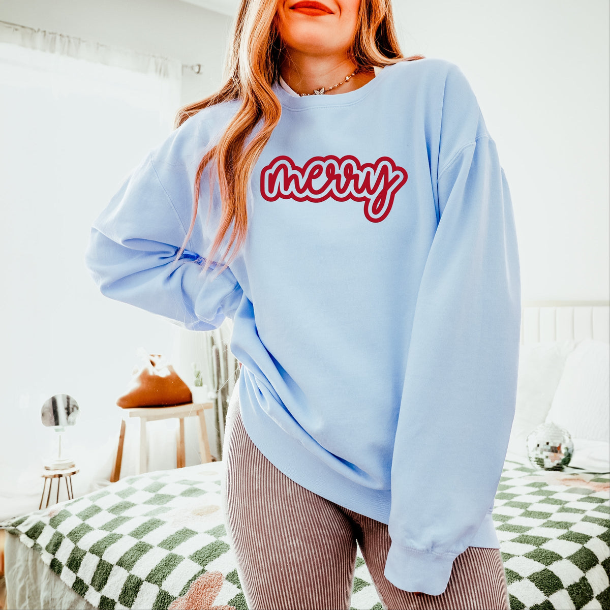 Merry Outline Puff  - Women's Lightweight Garment Dyed Sweatshirt