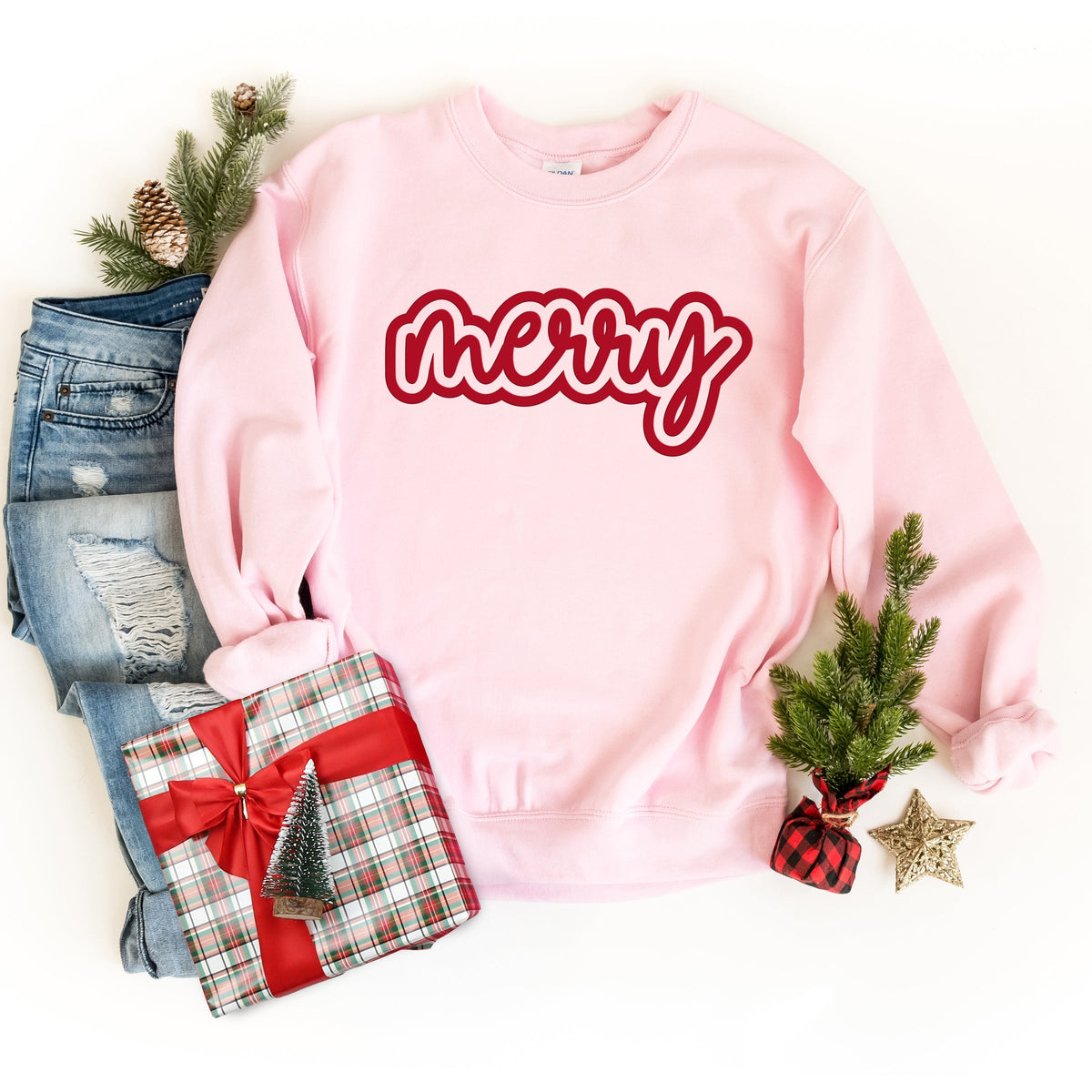 Merry Outline Puff - Women's Graphic Sweatshirt