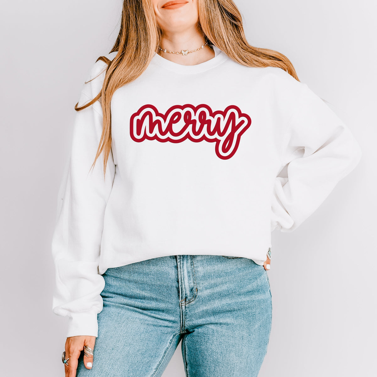 Merry Outline Puff - Women's Graphic Sweatshirt