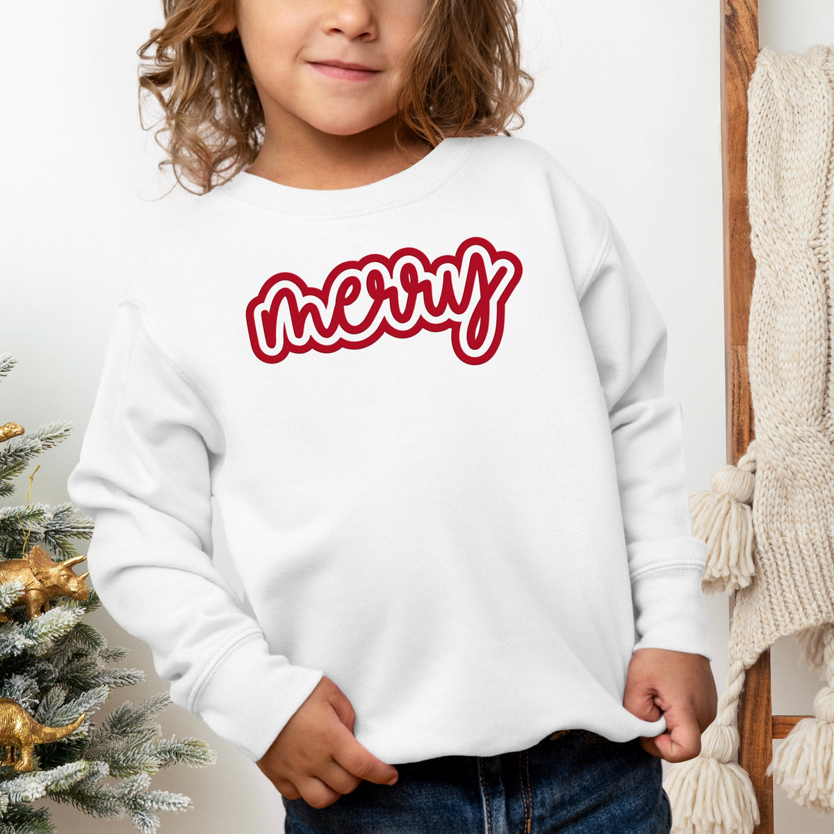 Merry Outline Puff  - Toddler Graphic Sweatshirt