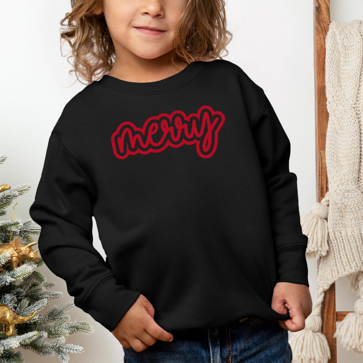 Merry Outline Puff  - Toddler Graphic Sweatshirt