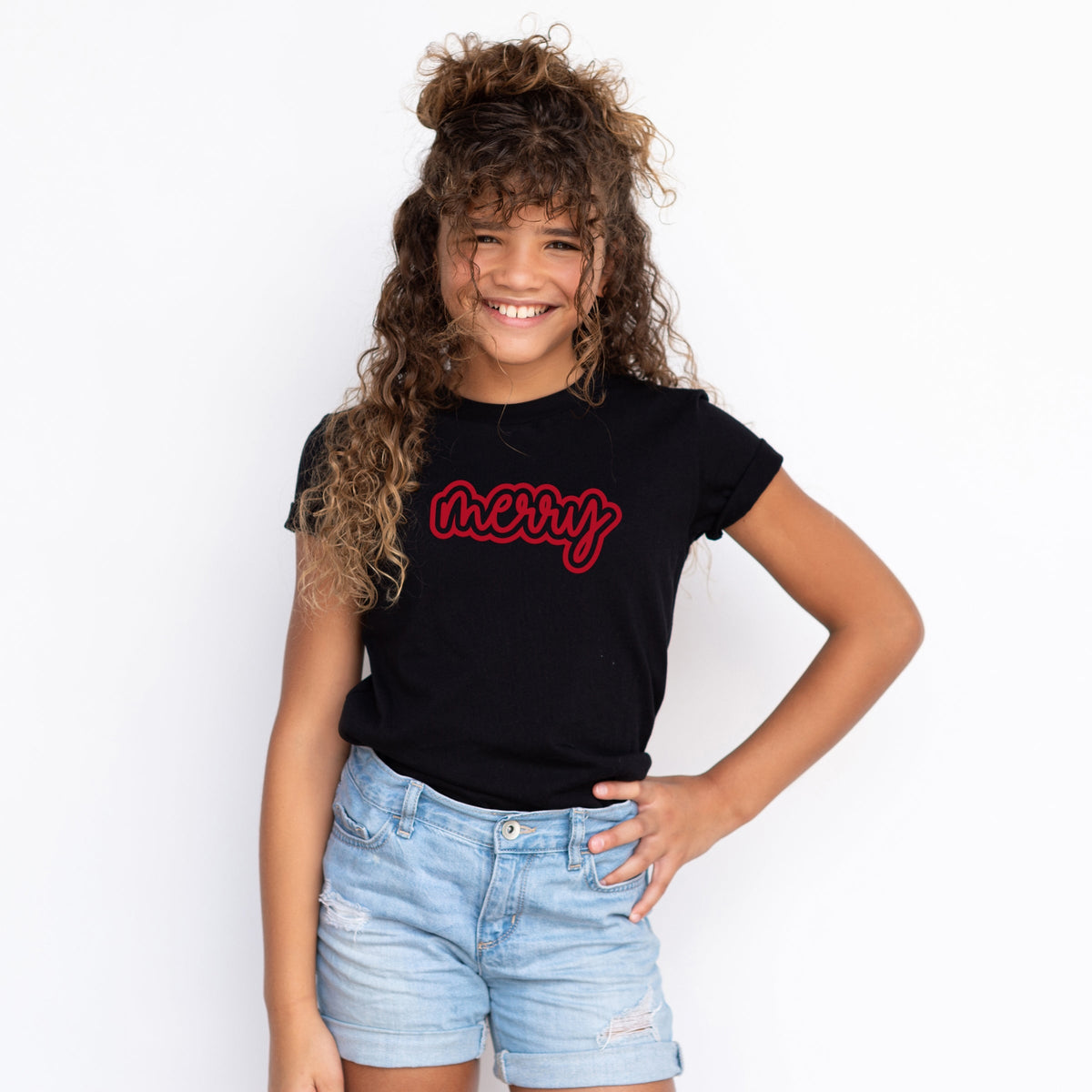 Merry Outline Puff  - Youth Short Sleeve Graphic T-Shirt