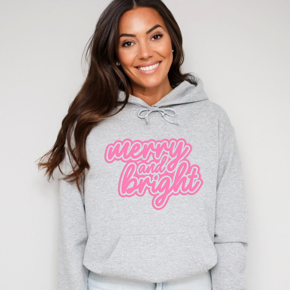 Merry & Bright Outline Puff  - Women's Graphic Hoodie