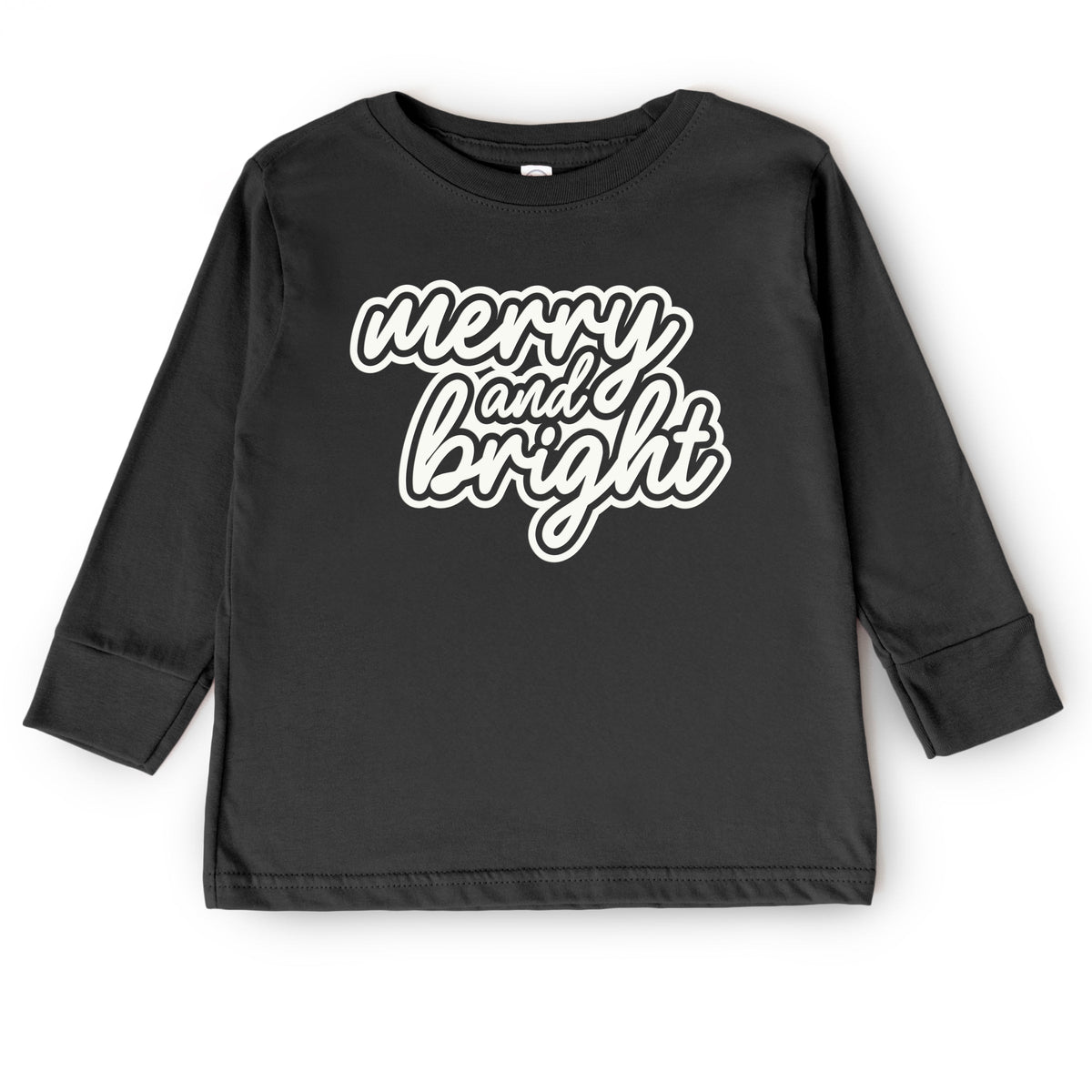 Merry & Bright Outline Puff  - Toddler Long Sleeve Graphic Tee
