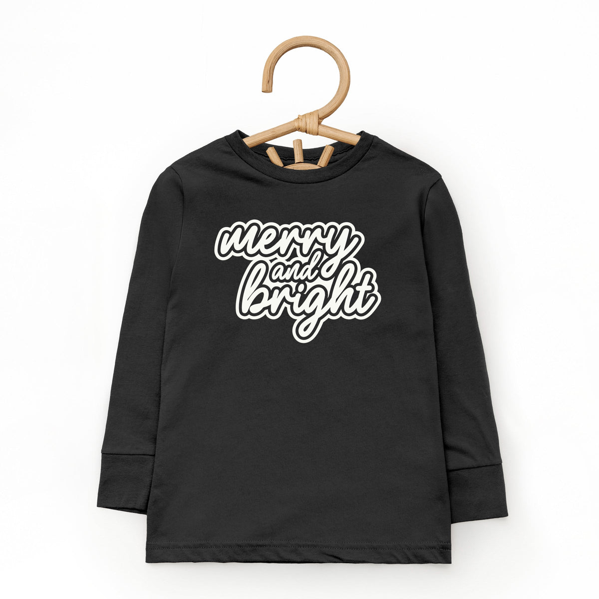 Merry & Bright Outline Puff  - Toddler Long Sleeve Graphic Tee