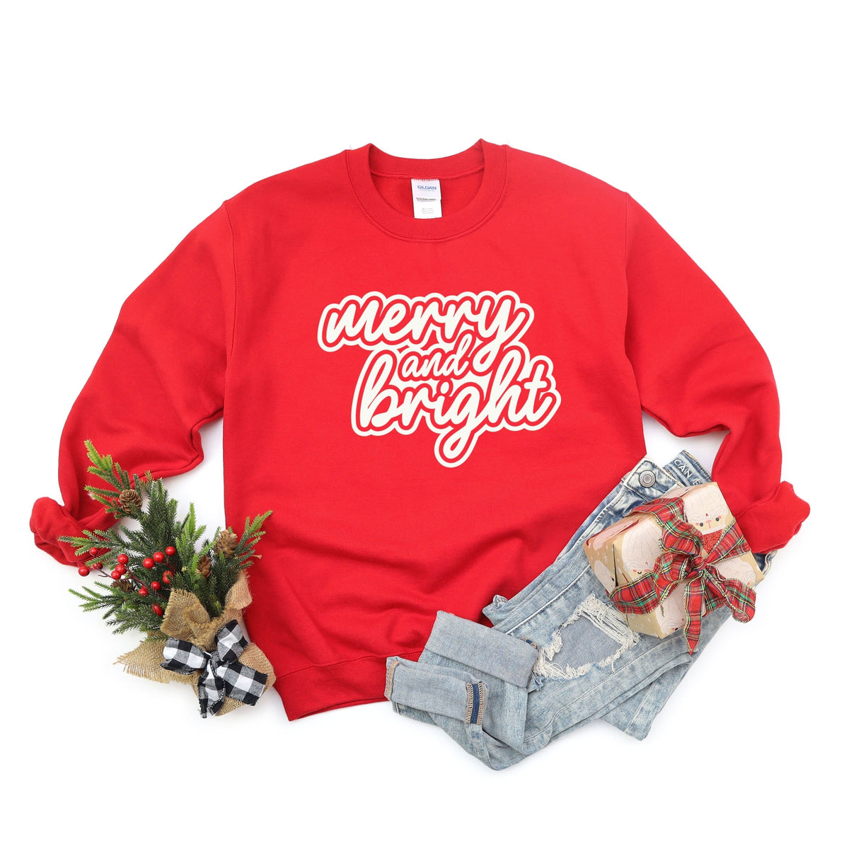 Merry & Bright Outline Puff  -  Women's Graphic Sweatshirt
