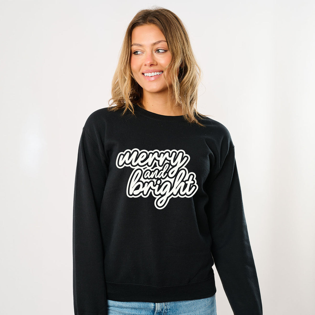 Merry & Bright Outline Puff  -  Women's Graphic Sweatshirt