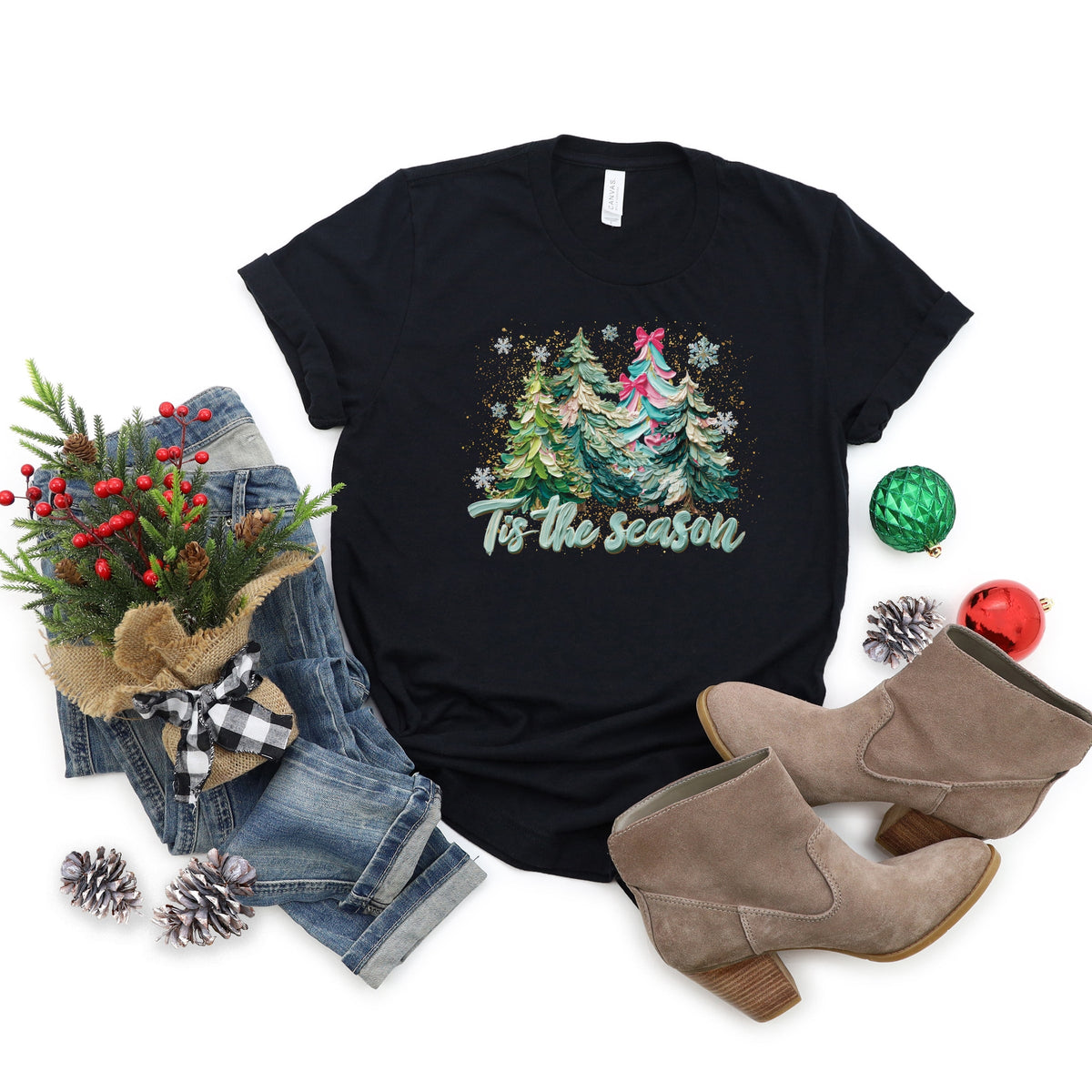 Tis The Season Painted Trees - Women's Short Sleeve Graphic T-Shirt