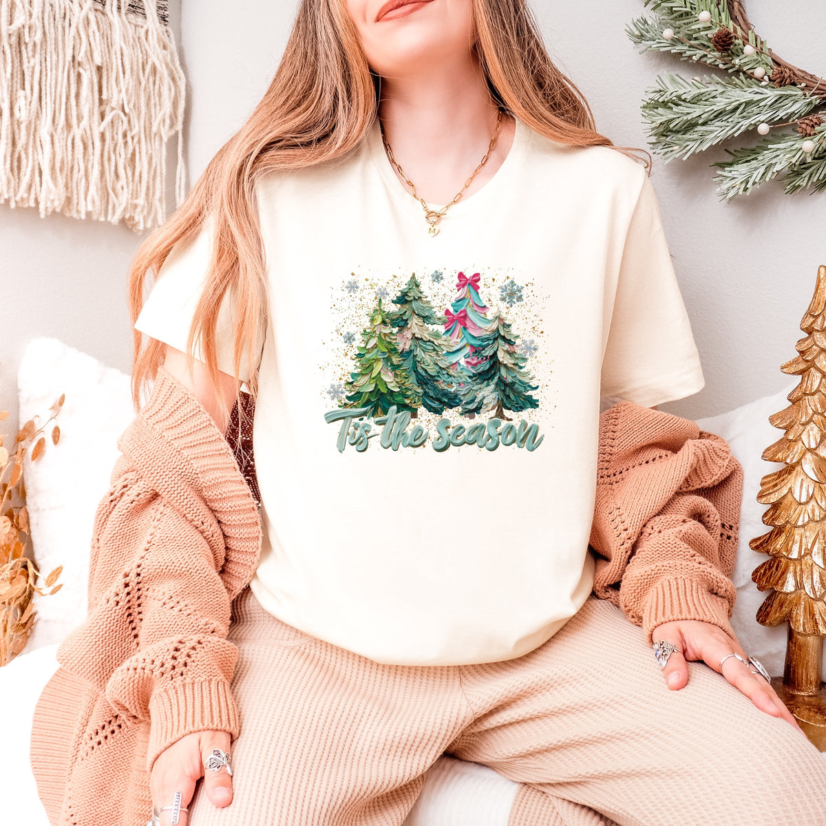 Tis The Season Painted Trees - Women's Short Sleeve Graphic T-Shirt