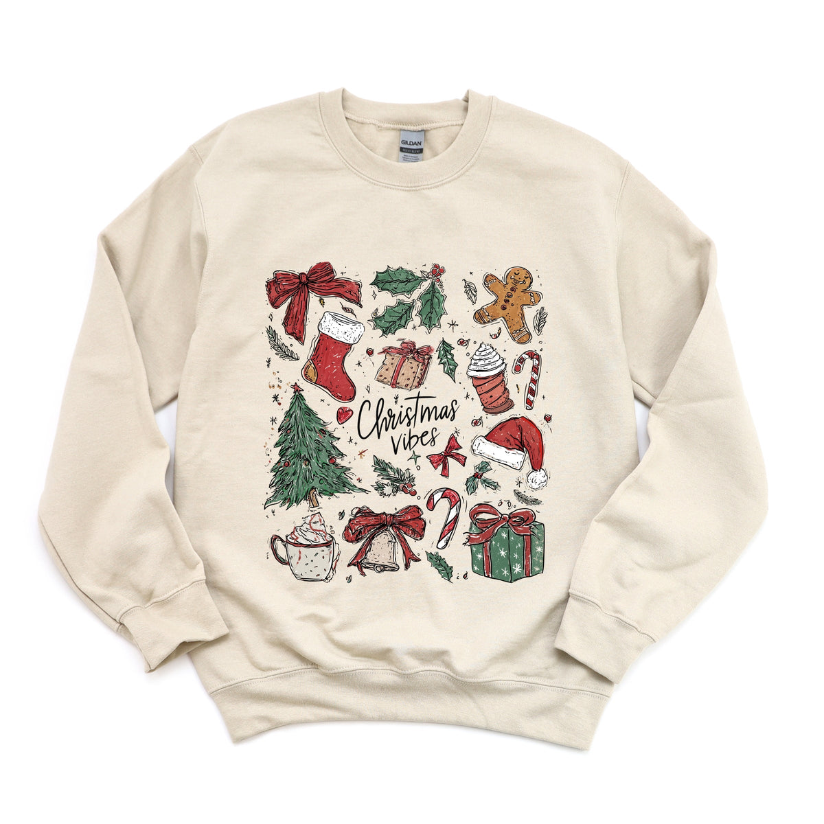 Christmas Vibes Sketched - Women's Graphic Sweatshirt