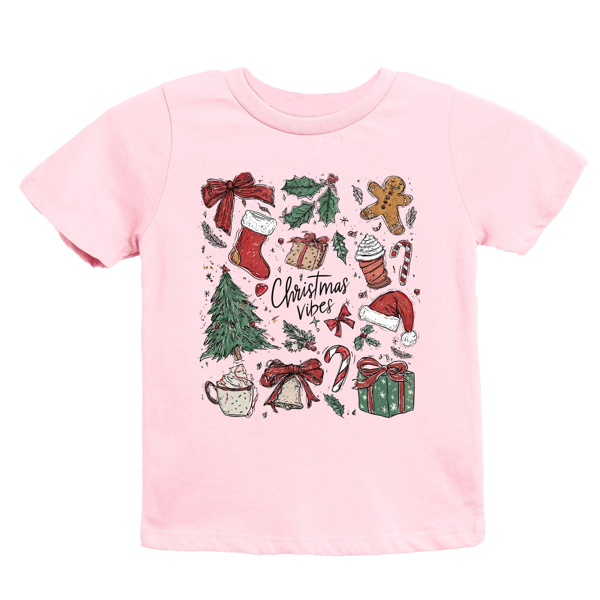 Christmas Vibes Sketched - Youth Short Sleeve Graphic T-Shirt
