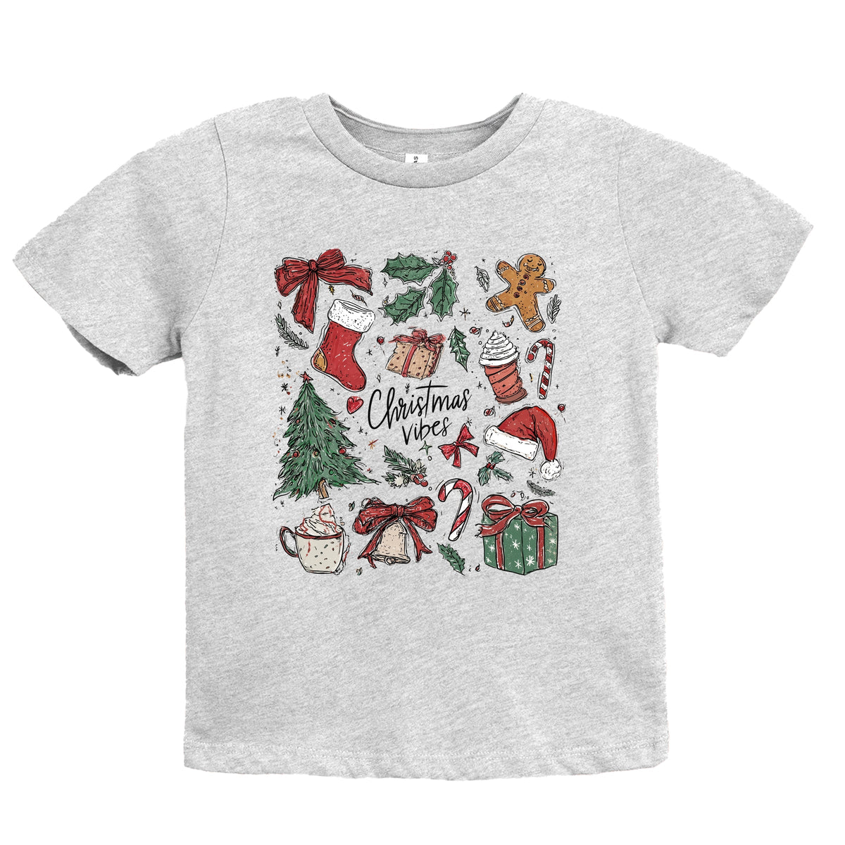 Christmas Vibes Sketched - Youth Short Sleeve Graphic T-Shirt