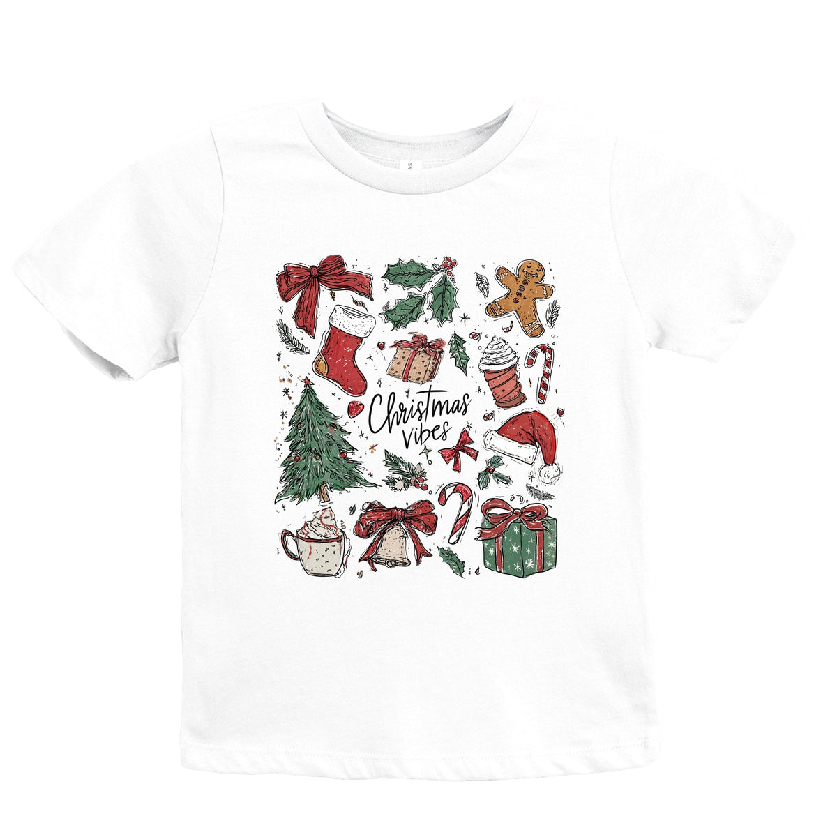 Christmas Vibes Sketched - Youth Short Sleeve Graphic T-Shirt