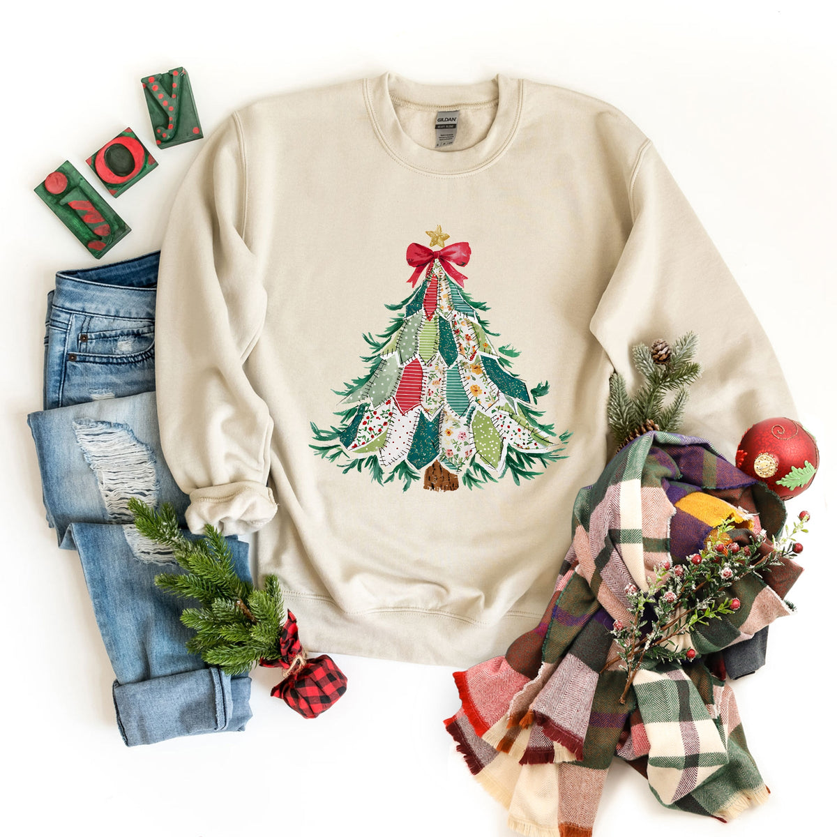 Christmas Tree Stitched - Women's Graphic Sweatshirt
