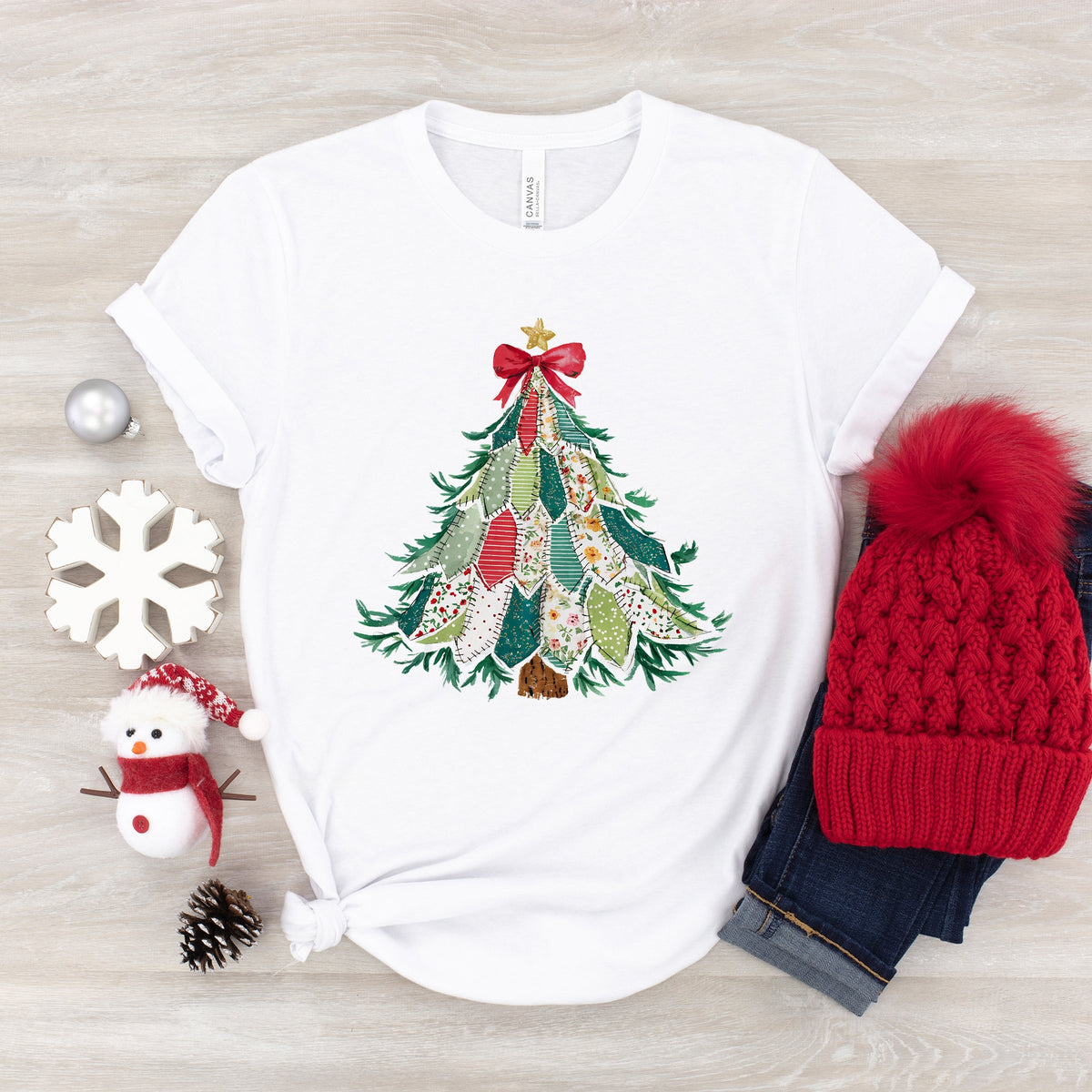 Christmas Tree Stitched - Youth Short Sleeve Graphic T-Shirt