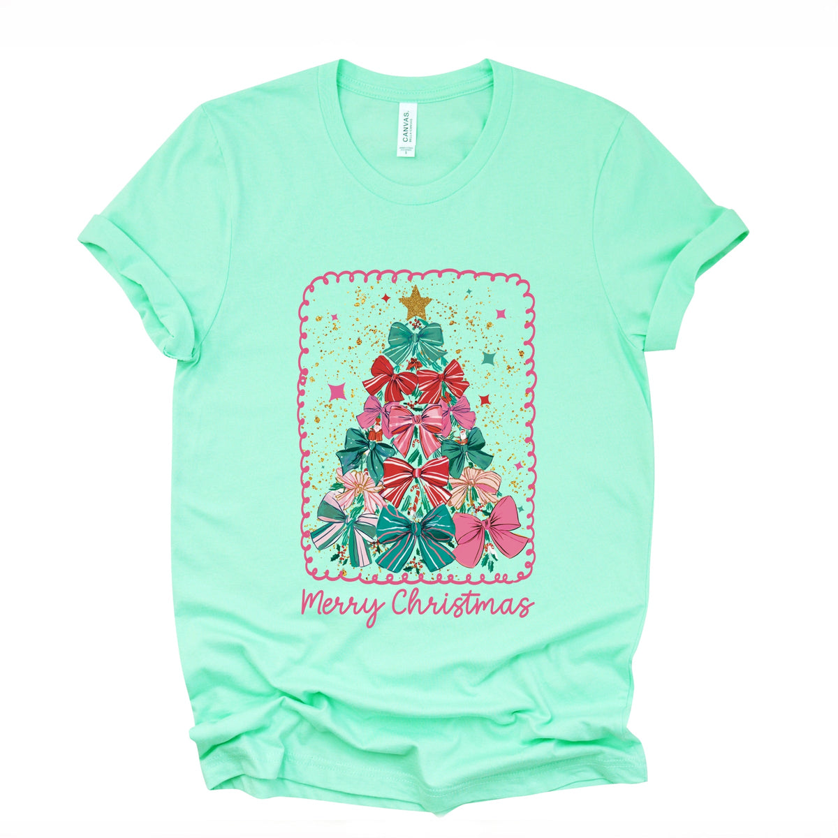 Merry Christmas Bow Tree - Women's Short Sleeve Graphic T-Shirt
