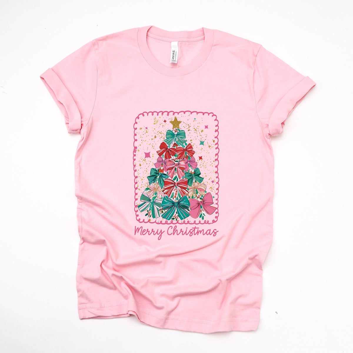 Merry Christmas Bow Tree - Women's Short Sleeve Graphic T-Shirt