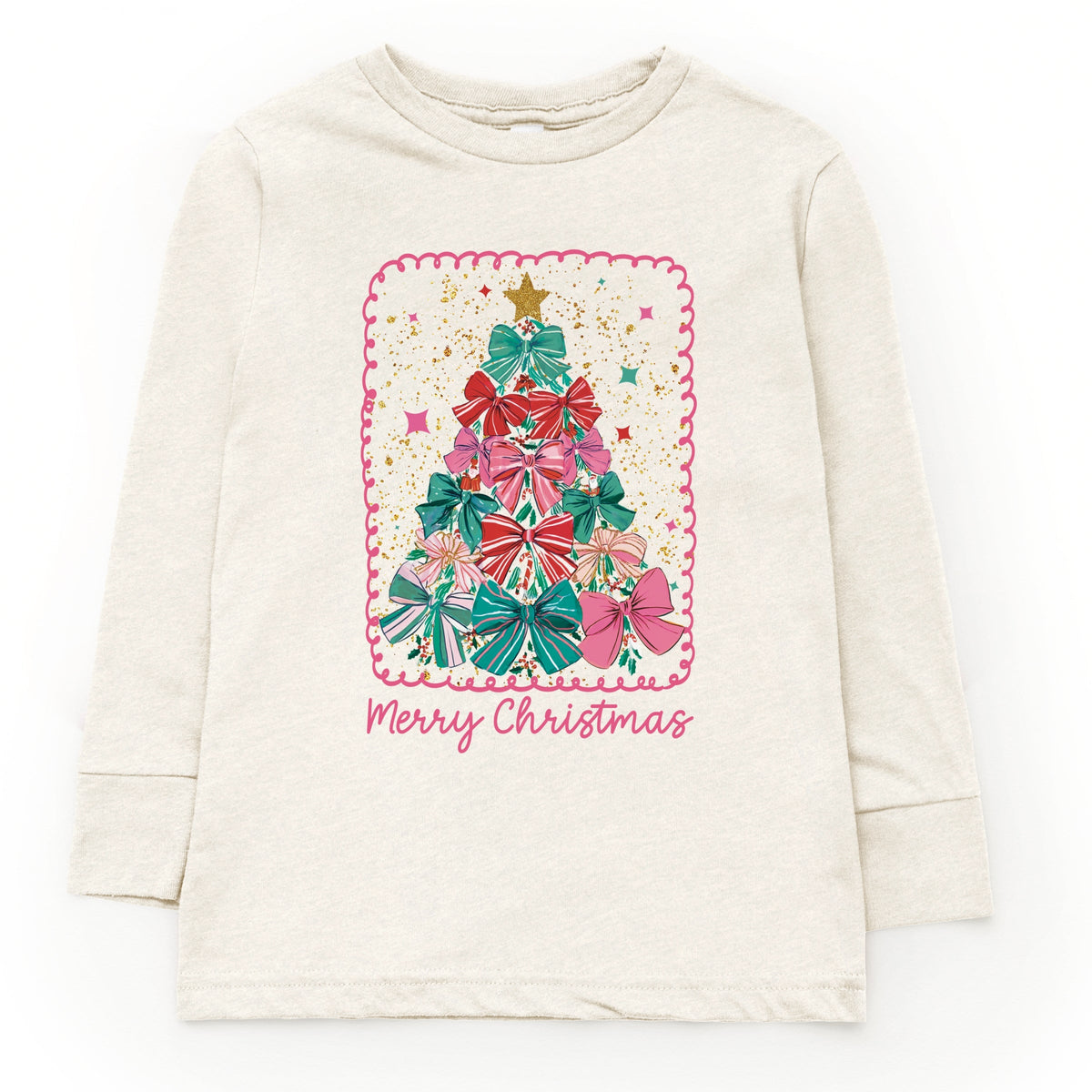 Merry Christmas Bow Tree - Youth Long Sleeve Graphic T-Shirt