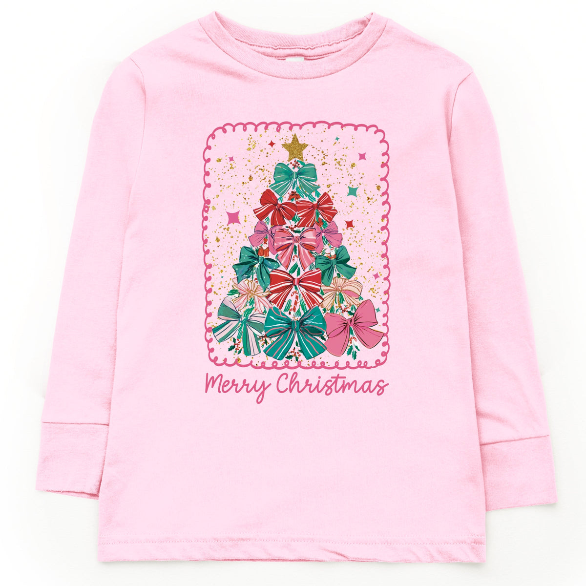 Merry Christmas Bow Tree - Youth Long Sleeve Graphic T-Shirt
