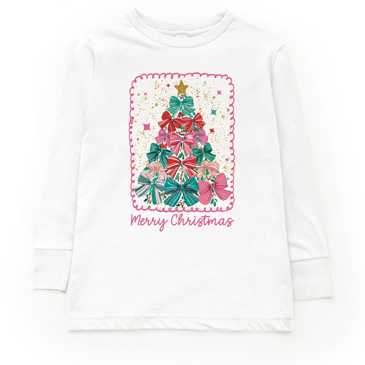 Merry Christmas Bow Tree - Youth Long Sleeve Graphic T-Shirt