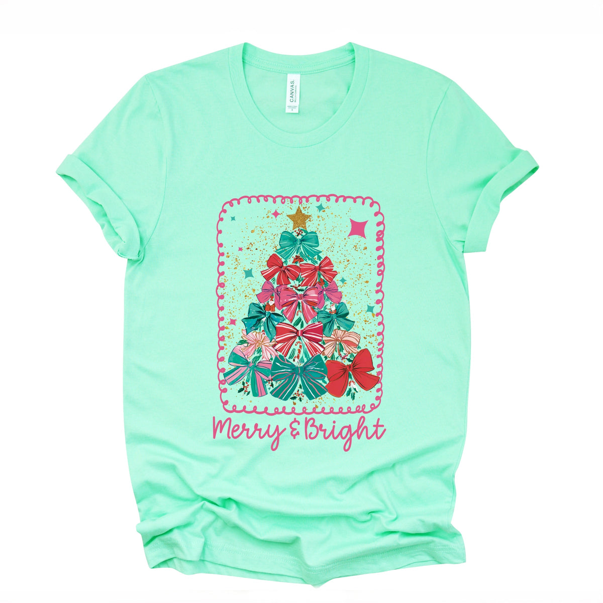 Merry & Bright Bow Tree - Women's Short Sleeve Graphic T-Shirt