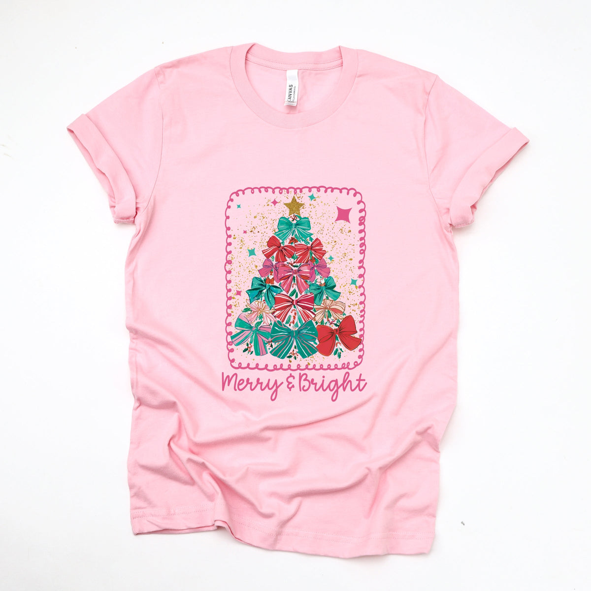 Merry & Bright Bow Tree - Women's Short Sleeve Graphic T-Shirt