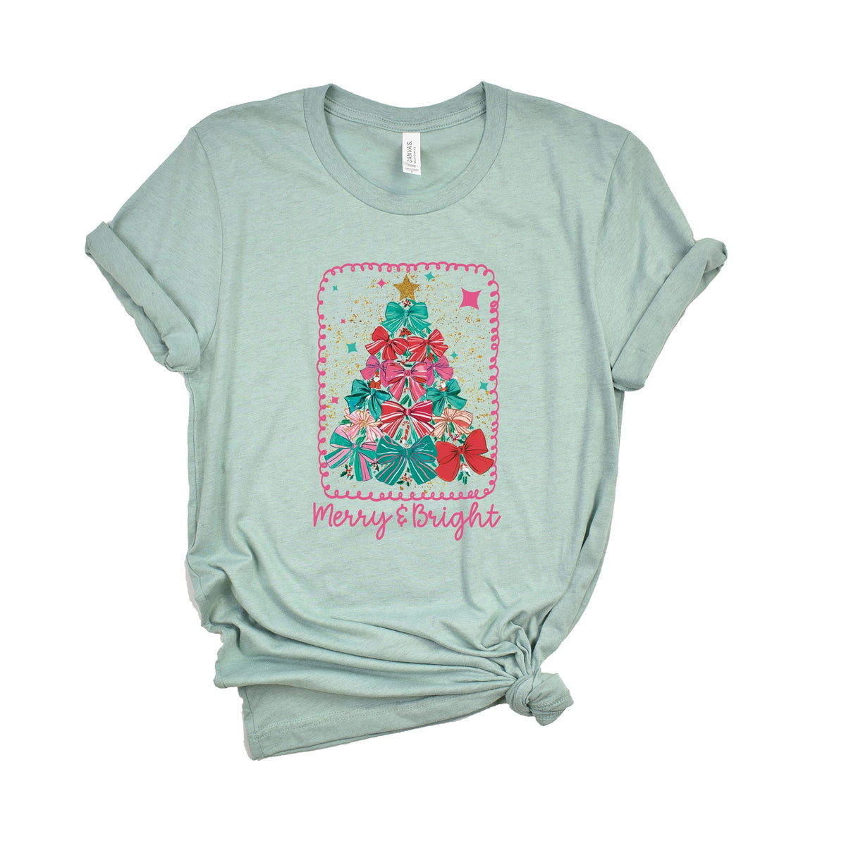 Merry & Bright Bow Tree - Women's Short Sleeve Graphic T-Shirt