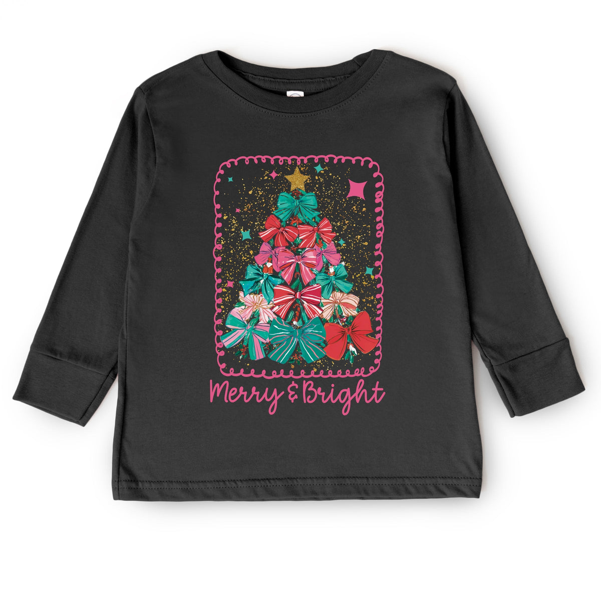 Merry & Bright Bow Tree - Toddler Long Sleeve Graphic Tee