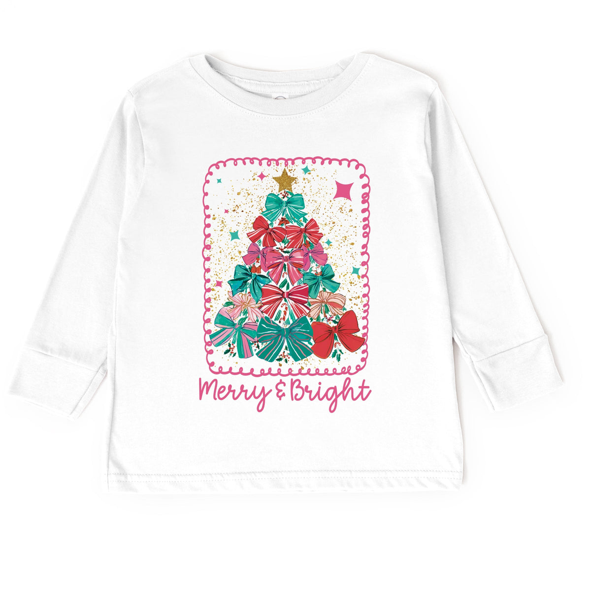 Merry & Bright Bow Tree - Toddler Long Sleeve Graphic Tee