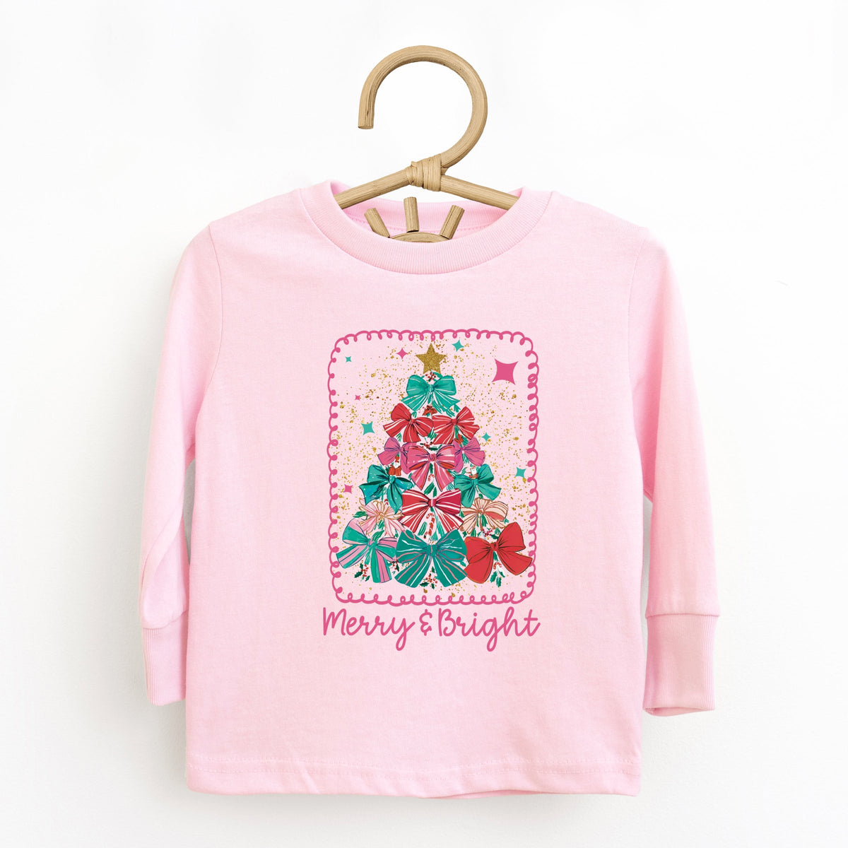 Merry & Bright Bow Tree - Toddler Long Sleeve Graphic Tee