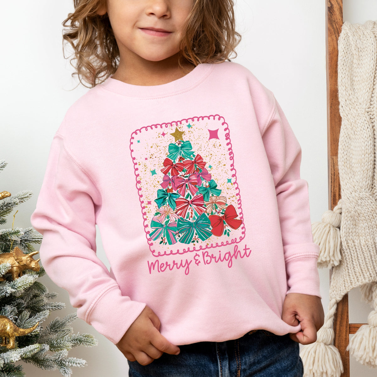 Merry & Bright Bow Tree - Toddler Graphic Sweatshirt