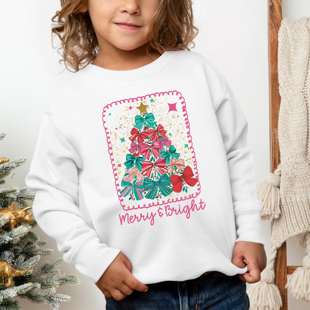 Merry & Bright Bow Tree - Toddler Graphic Sweatshirt