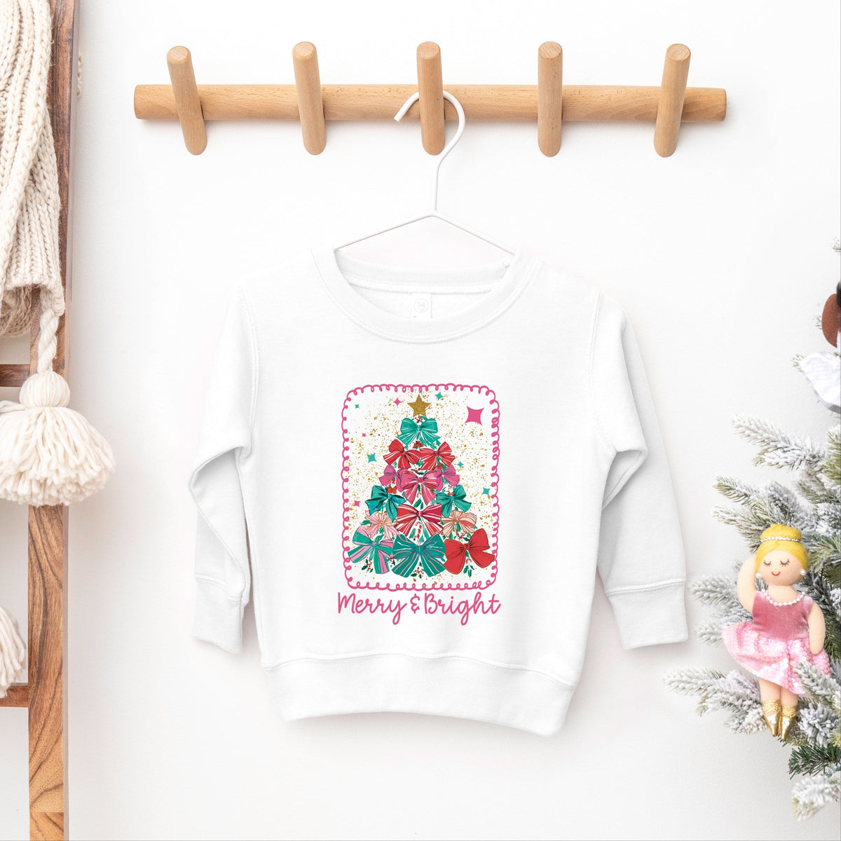Merry & Bright Bow Tree - Toddler Graphic Sweatshirt