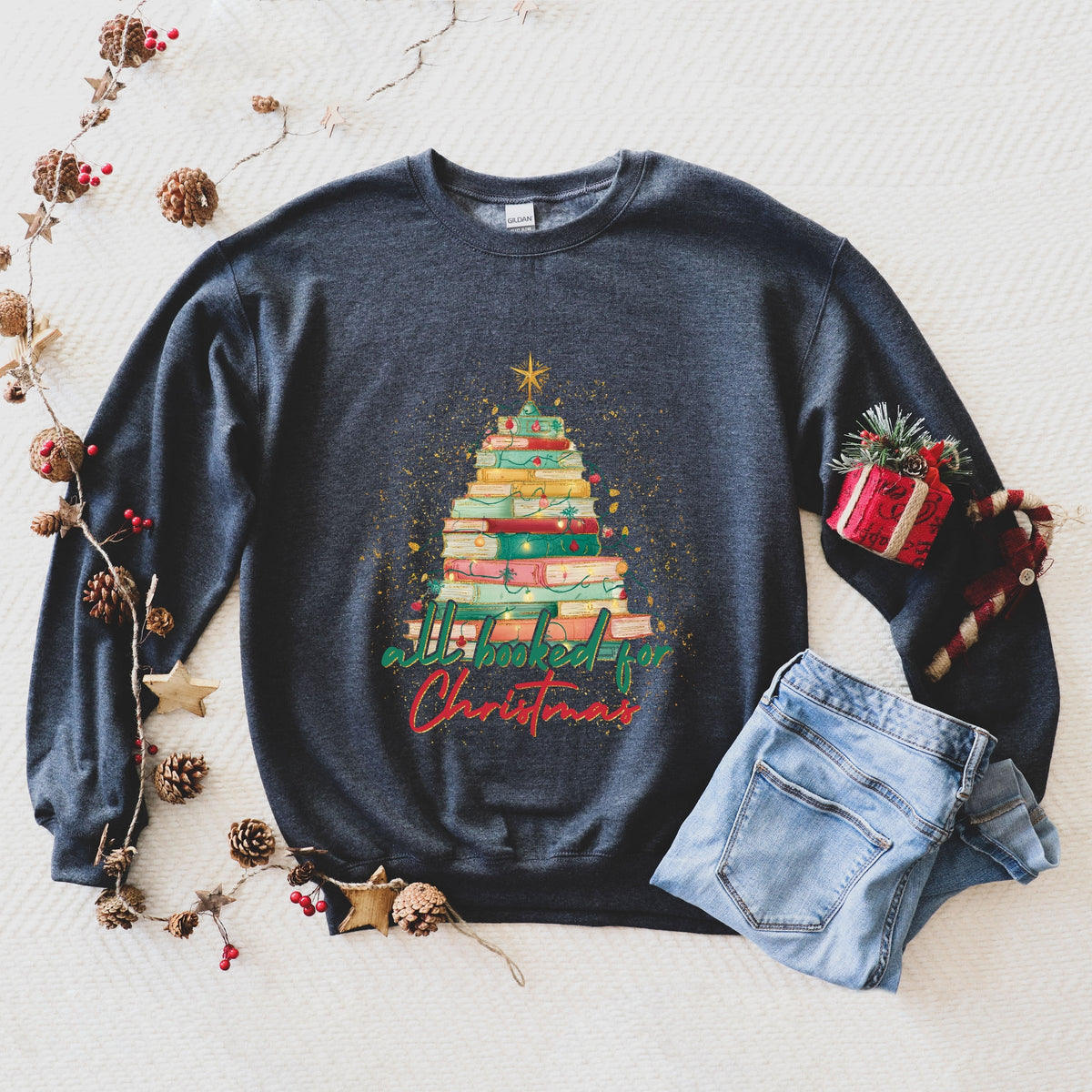 All Booked For Christmas Sparkle - Women's Graphic Sweatshirt