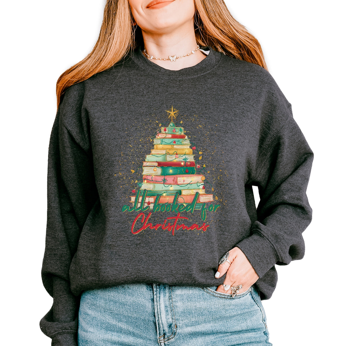 All Booked For Christmas Sparkle - Women's Graphic Sweatshirt