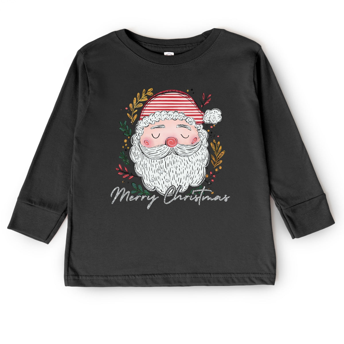 Merry Christmas Santa Stripes - Toddler Long Sleeve Graphic Tee