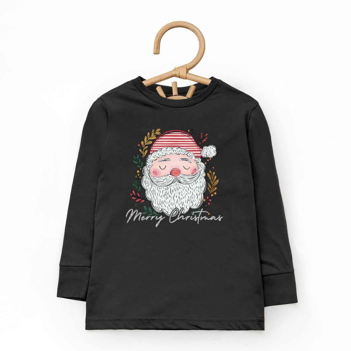 Merry Christmas Santa Stripes - Toddler Long Sleeve Graphic Tee