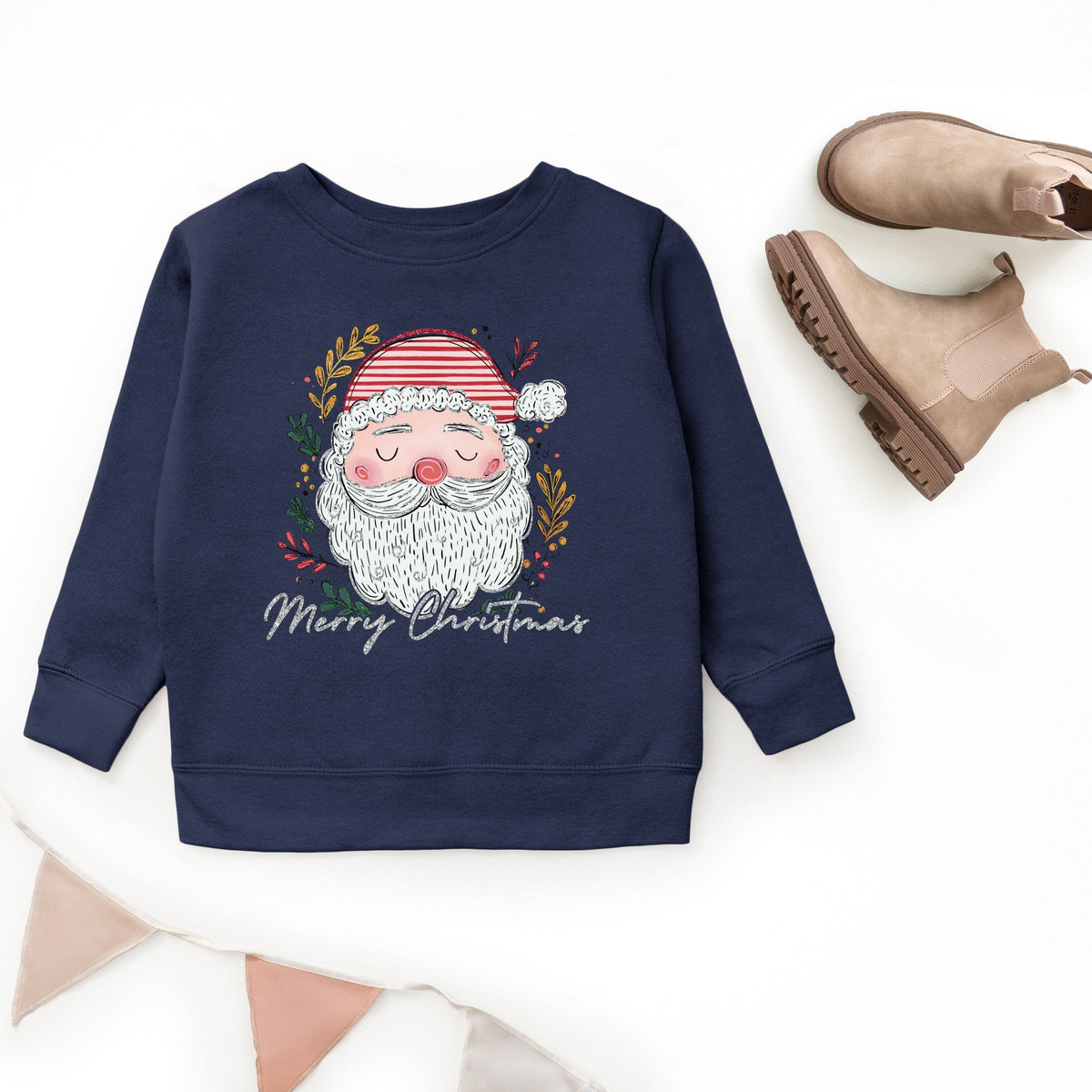 Merry Christmas Santa Stripes - Youth Graphic Sweatshirt