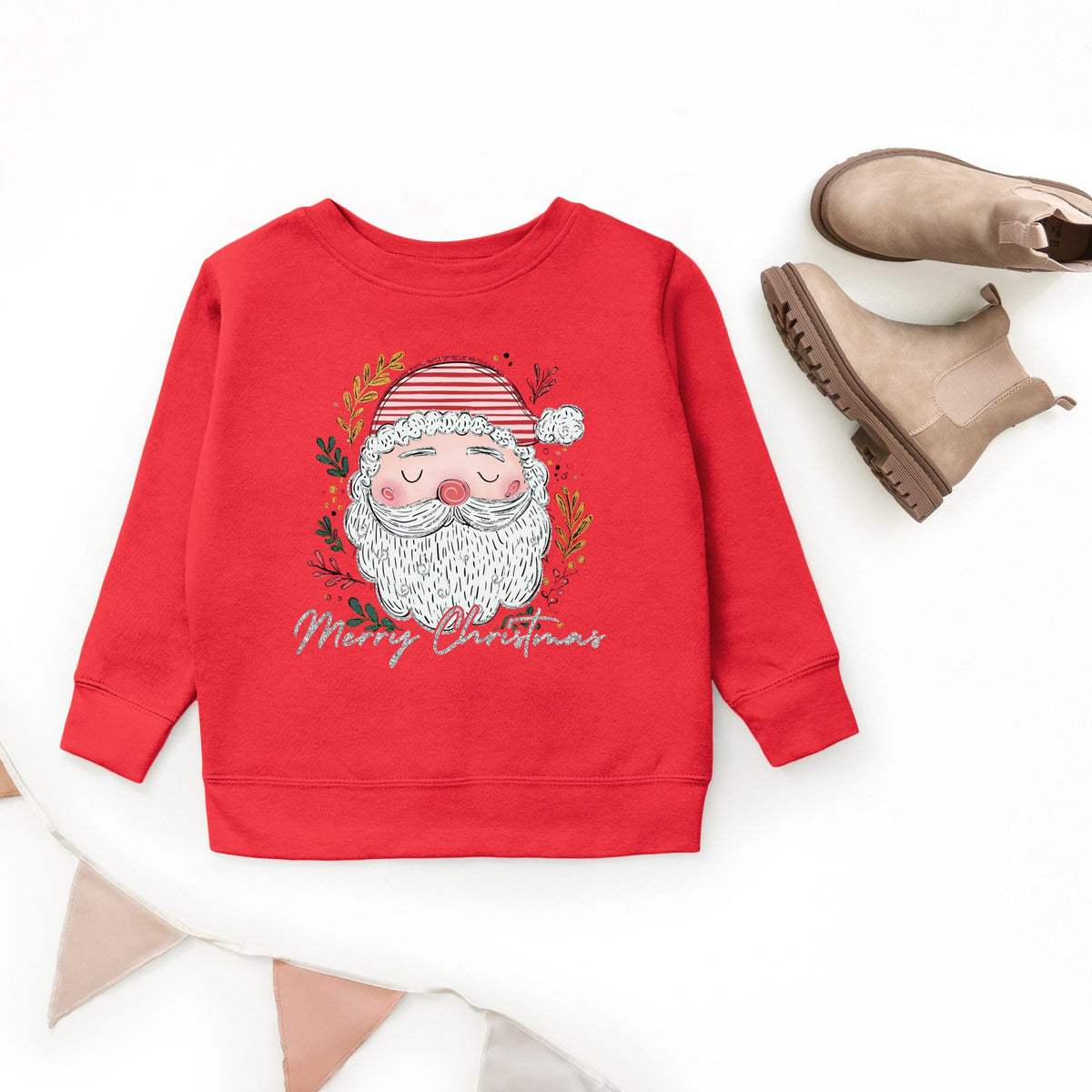 Merry Christmas Santa Stripes - Youth Graphic Sweatshirt
