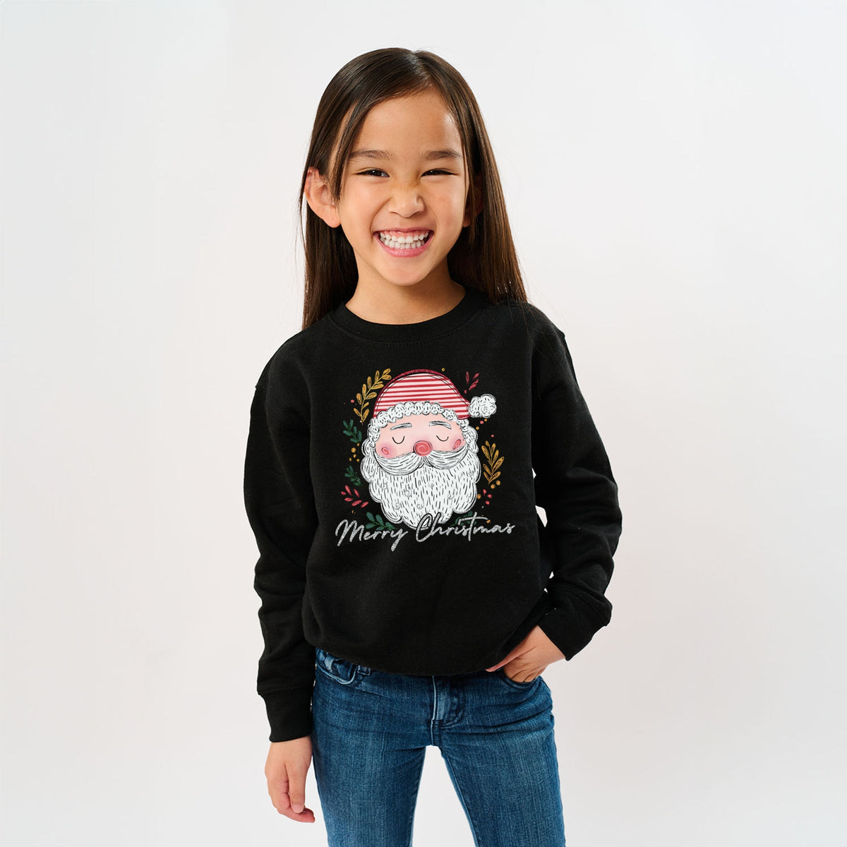 Merry Christmas Santa Stripes - Youth Graphic Sweatshirt