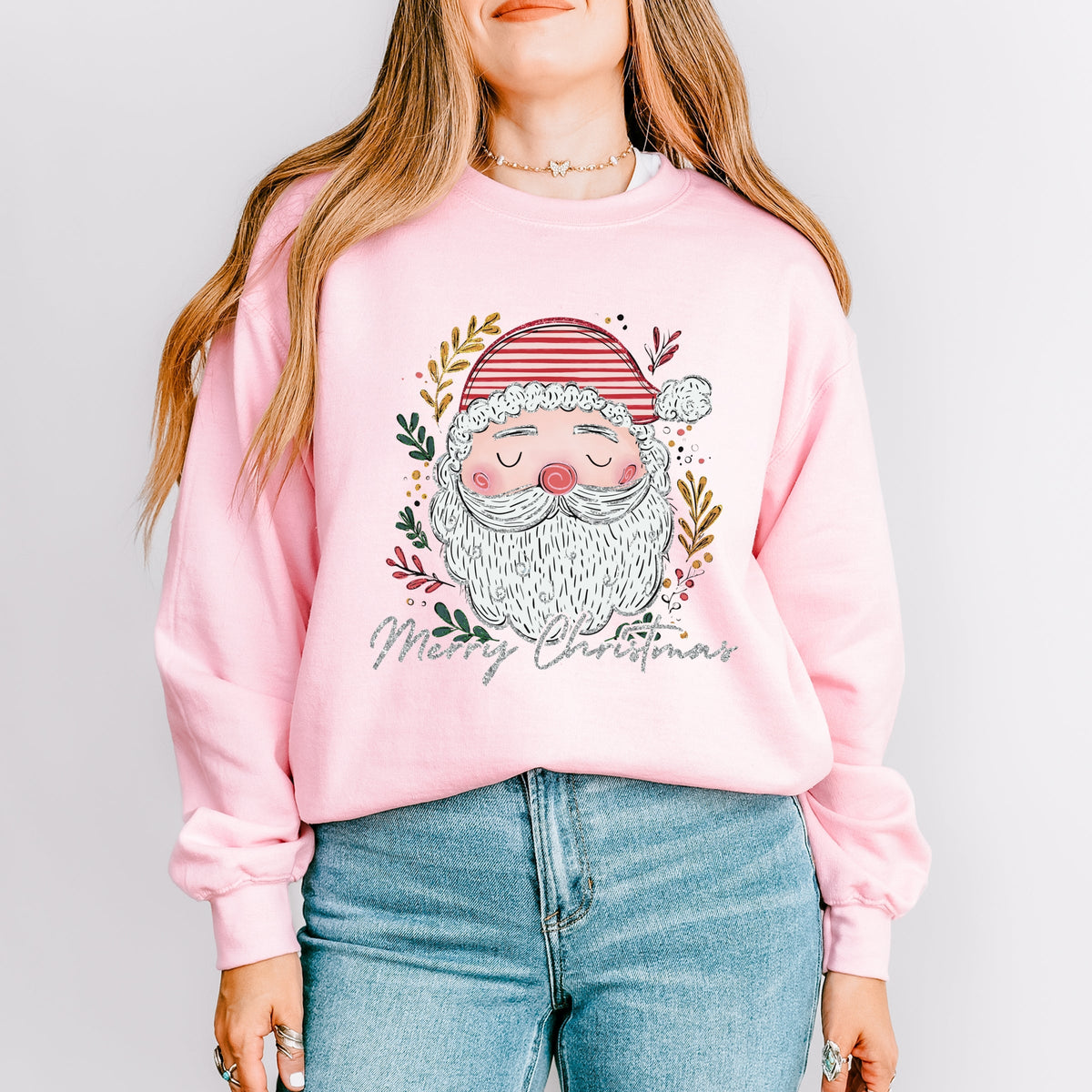 Merry Christmas Santa Stripes - Women's Graphic Sweatshirt